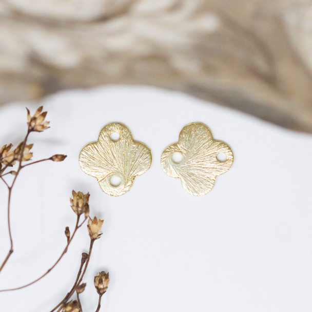 Light Gold Plated 10mm 2 Hole Quatrefoil Charm / Connector