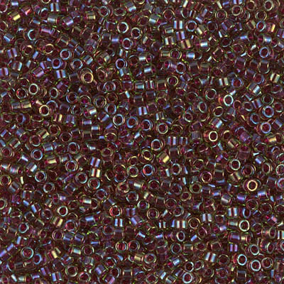 Delicas Size 11 Miyuki Seed Beads -- 1748 Chartreuse AB / Cranberry Lined