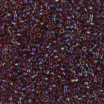Delicas Size 11 Miyuki Seed Beads -- 1751 Topaz AB / Red Lined