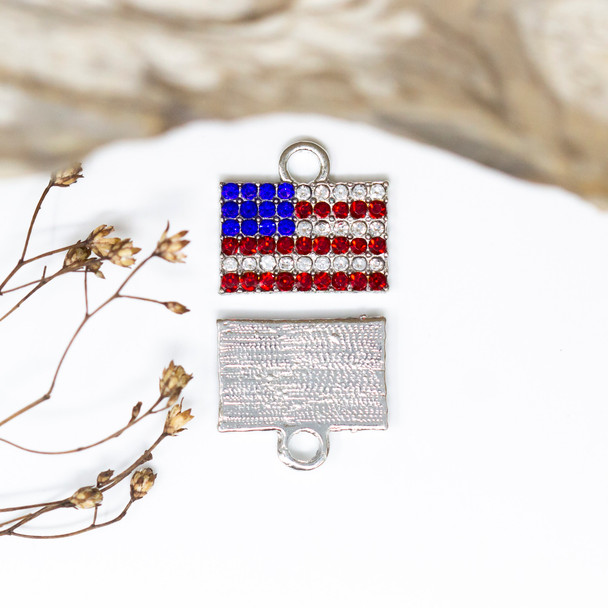 Micro Pave 14x16mm USA Flag Charm