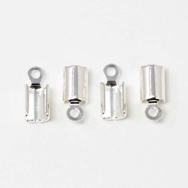 Silver Plated 3mm Fold Over Cord End - 2 Pair