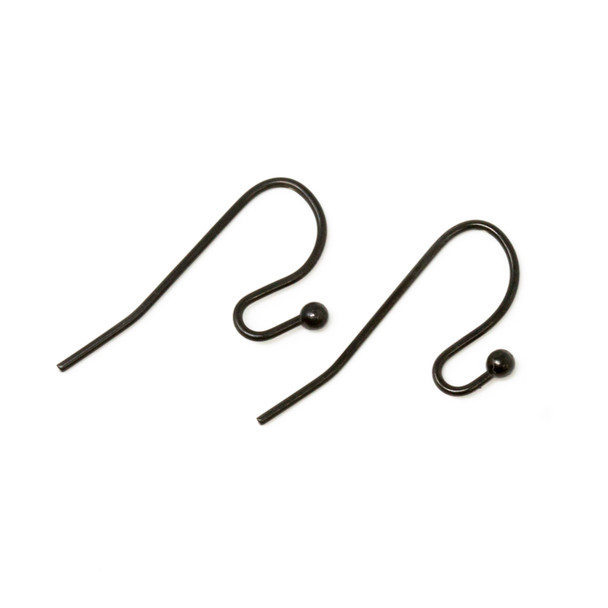 Black Plated Stainless Steel French Hook Ear Wires - 1 Pair