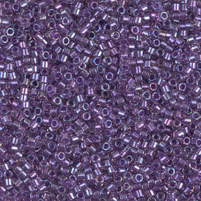 Delicas Size 11 Miyuki Seed Beads -- 1754 Crystal / Sparkle  Purple Lined