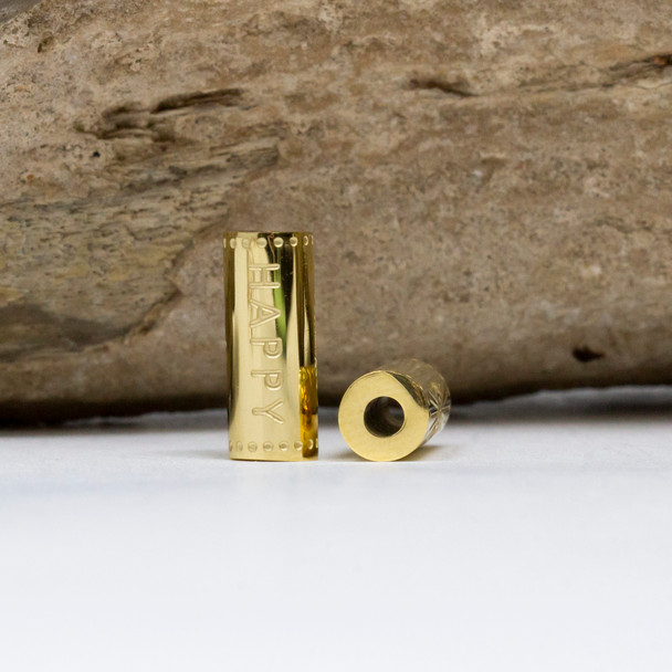 Gold Plated Stainless Steel 15x5mm Happy Tube