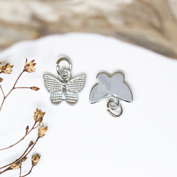 Silver Plated 9.5x11.5mm Small Butterfly Charm