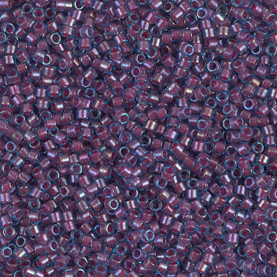 Delicas Size 11 Miyuki Seed Beads -- 1758 Aqua AB / Hot Pink Lined