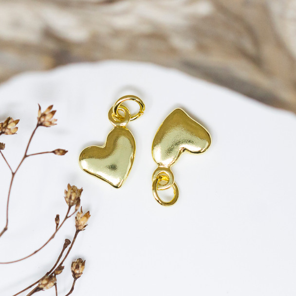 Gold Plated 13x9mm Small Heart Charm