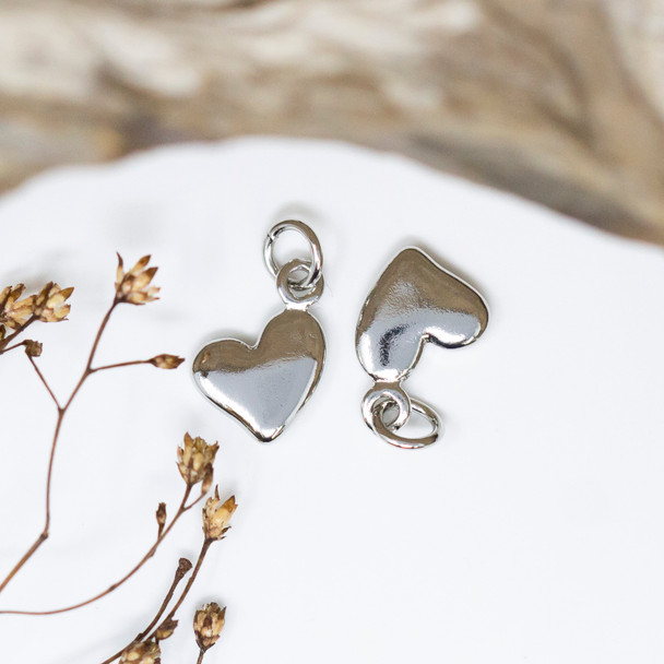 Platinum Plated 13x9mm Small Heart Charm