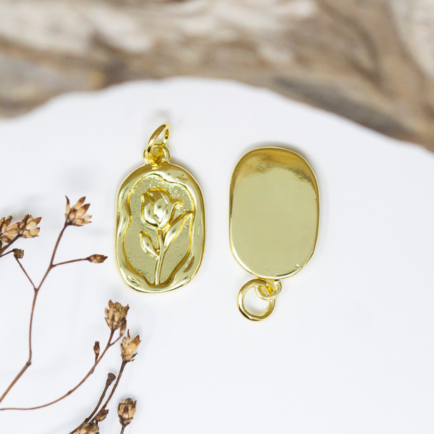 Gold Plated 18x11mm Tulip Flower Charm