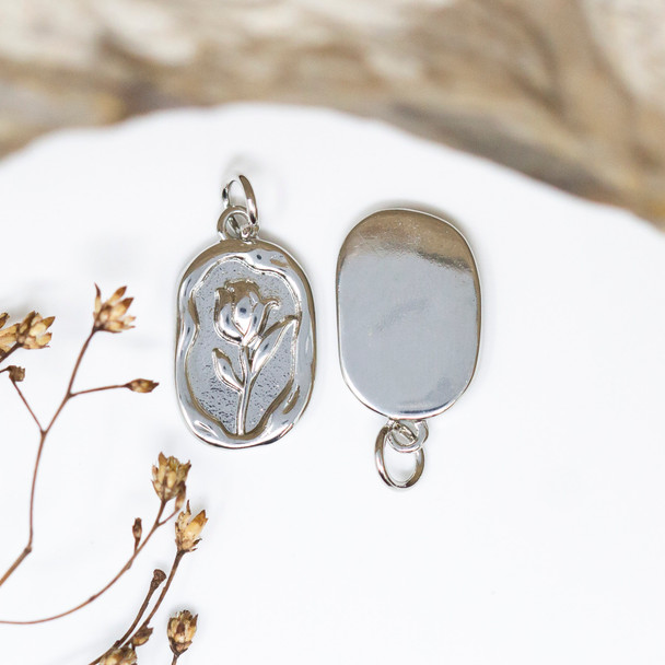 Silver Plated 18x11mm Tulip Flower Charm