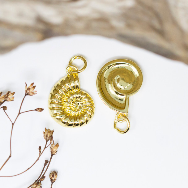 Gold Plated 17x12.5mm Nautilus Shell Charm