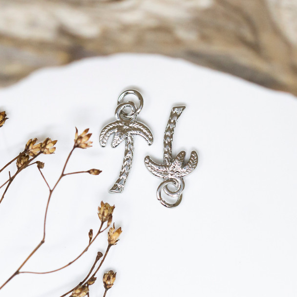 Silver Plated 9x16mm Coconut Tree Charm