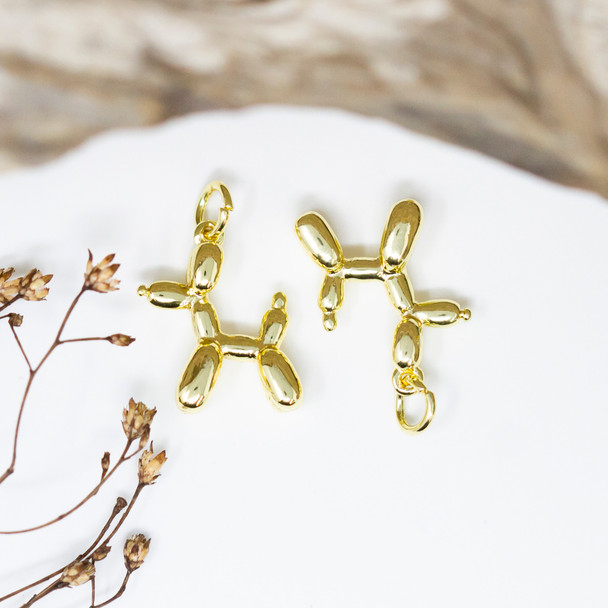 Gold Plated 17x15mm Balloon Animal Dog Charm