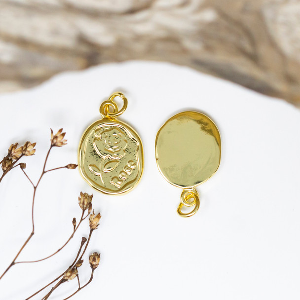 Gold Plated 18x13mm Rose Flower Charm