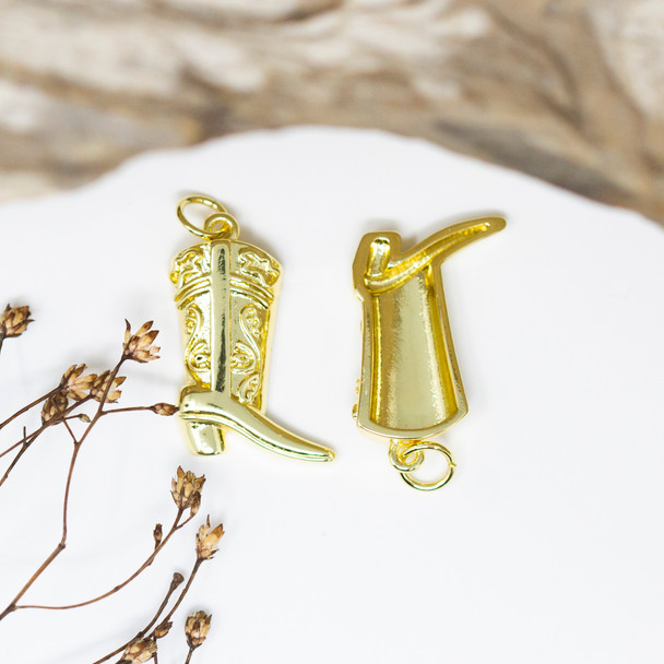 Gold Plated 20x14mm Cowboy Boot Charm