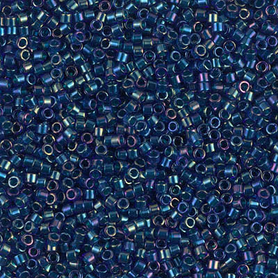 Delicas Size 11 Miyuki Seed Beads -- 1763 Cobalt AB / Emerald Lined