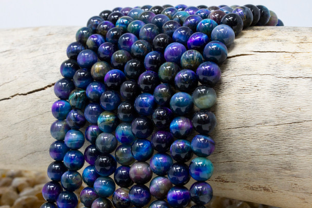 Galaxy Tiger Eye A Grade Polished Blue/Purple Blue 8mm Round