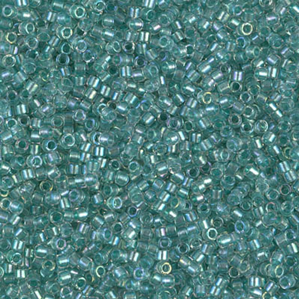 Delicas Size 11 Miyuki Seed Beads -- 1767 Sparkle Aqua / Green Lined