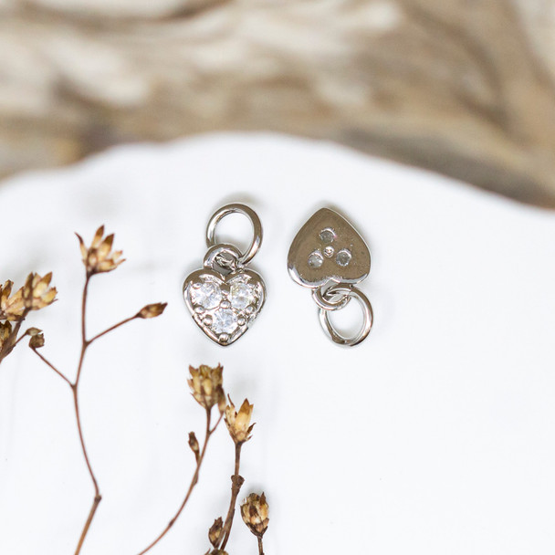 Silver Plated Micro Pave 7mm Tiny Heart Charm