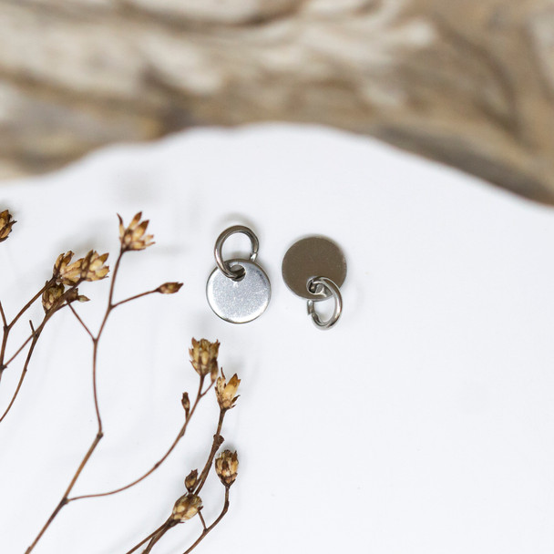Silver Plated Stainless Steel 6mm Disc Charm