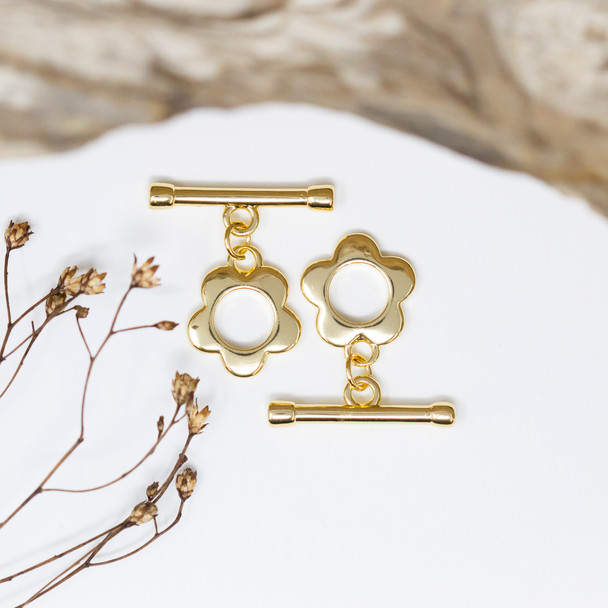 Gold Plated 12mm Flower Toggle