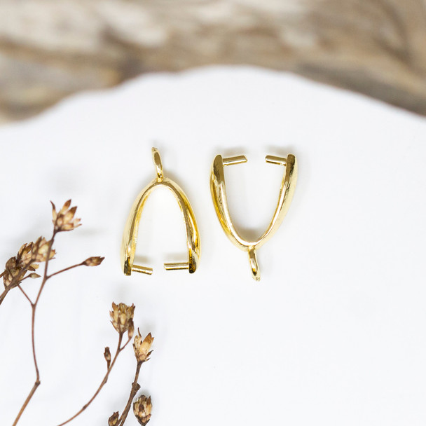 Gold Plated 14x9mm Pinch Bail