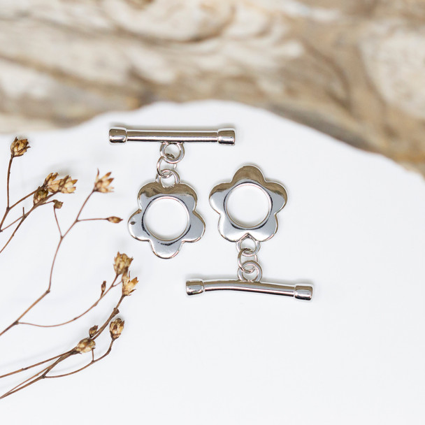 Silver Plated 12mm Flower Toggle