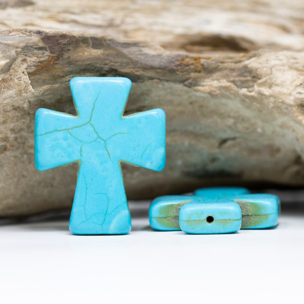 Magnesite Polished 35x30mm Blue Cross