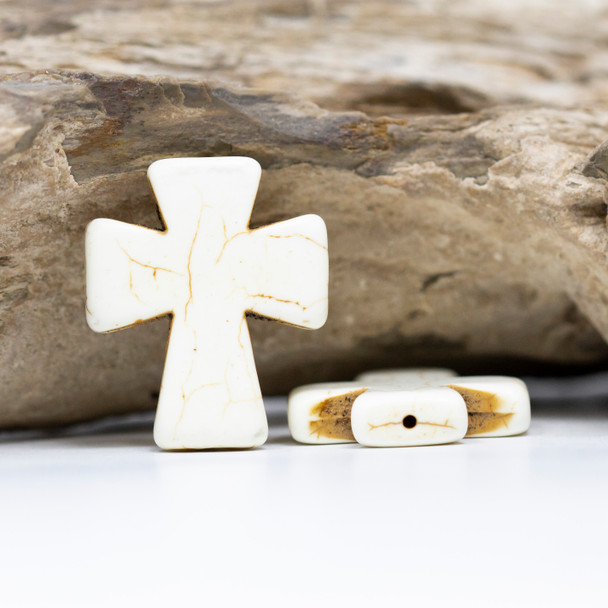 Magnesite Polished 35x30mm White Cross