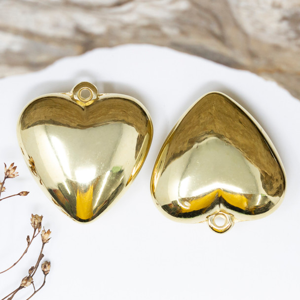 Gold Plated 32mm Puffy Heart Pendant