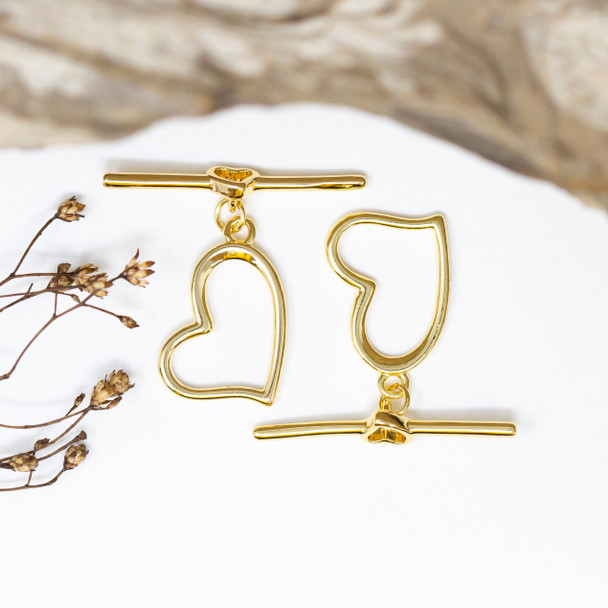 Gold Plated 17mm Organic Heart Toggle