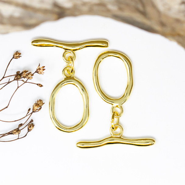Gold Plated 21x15mm Organic Oval Toggle