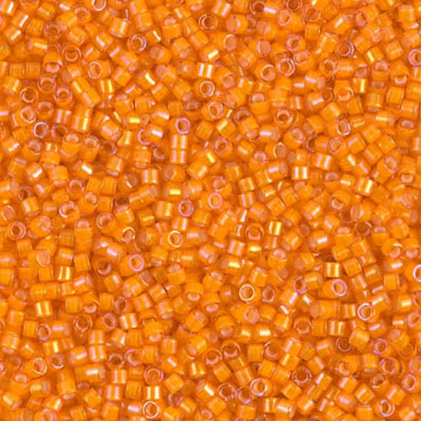 Delicas Size 11 Miyuki Seed Beads -- 1777 Orange AB / White Lined