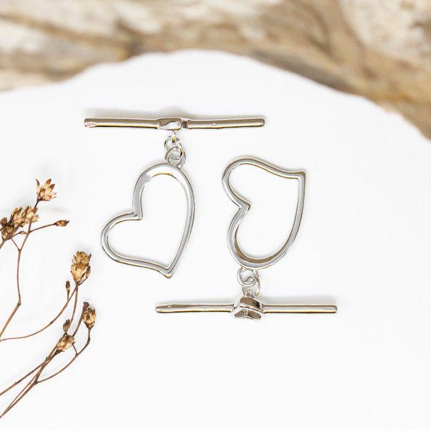 Platinum Plated 17mm Organic Heart Toggle