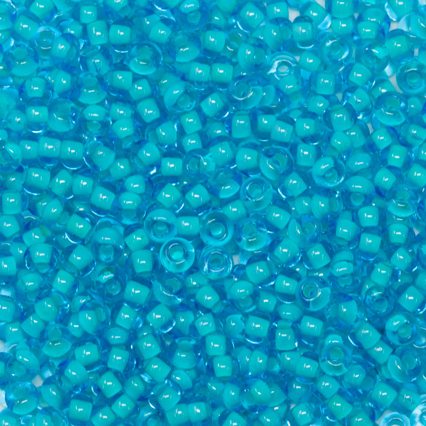 Size 8 Czech Seed Beads - 177 Aqua/Turquoise Lined
