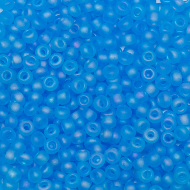 Size 8 Czech Seed Beads - 607 Aquamarine Matte Rainbow