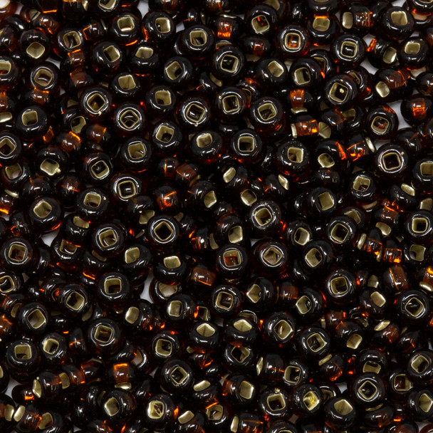 Size 8 Czech Seed Beads - 409 Dark Smoke Topaz Silver Lined