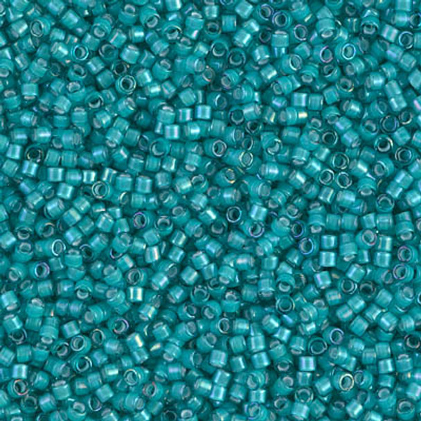 Delicas Size 11 Miyuki Seed Beads -- 1782 Teal AB / White Lined