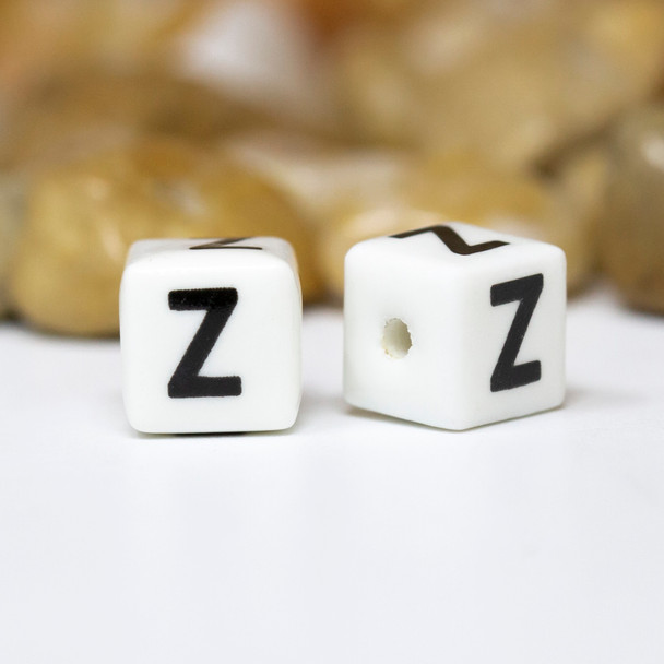 Ceramic 8mm Cube Alphabet Bead - Z