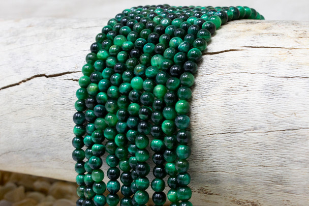 Tiger Eye A Grade Polished Dyed Green 4mm Round