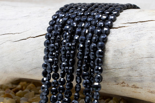 Black Spinel Polished 6mm Faceted Coin