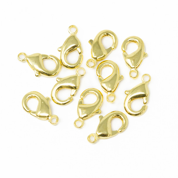 Gold Plated 10x5mm Lobster Clasp - 10 Pieces