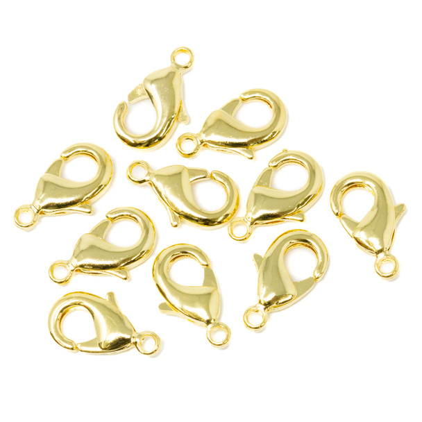 Gold Plated 12x7mm Lobster Clasp - 10 Pieces