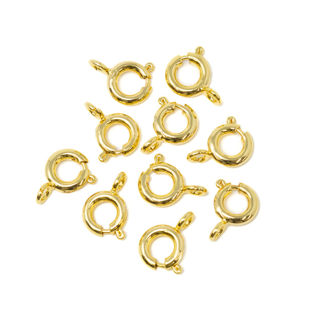 18K Gold Plated 6mm Spring Ring Clasp - 10 Pieces
