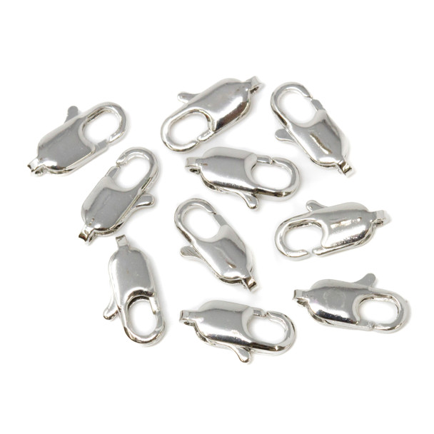 Platinum Plated 12x6mm Lobster Clasp - 10 Pieces