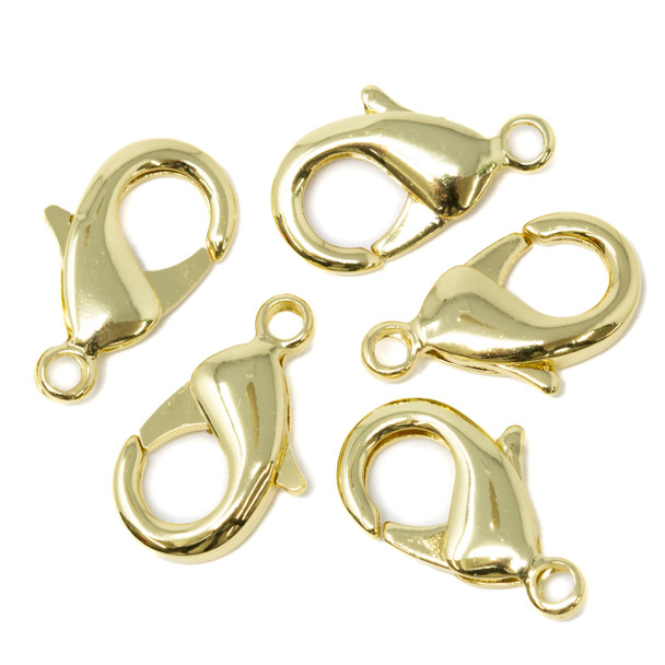 18K Gold Plated 19x10mm Lobster Clasp - 5 Pieces