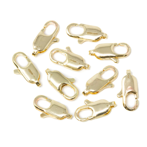 Light Gold Plated 12x6mm Lobster Clasp - 10 Pieces