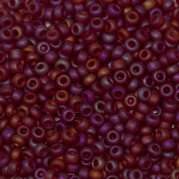 Size 8 Czech Seed Beads -  475 Dark Ruby Matte Rainbow