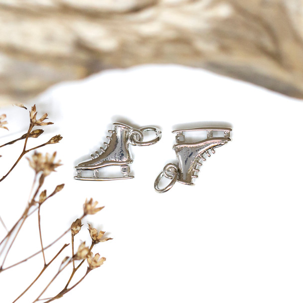 Silver Plated 10mm Ice Skate Charm