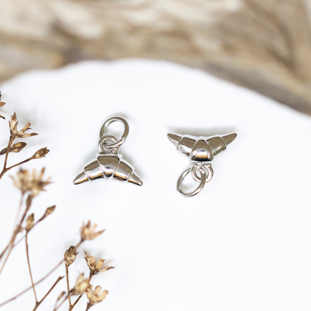 Silver Plated 10x7mm Croissant Charm